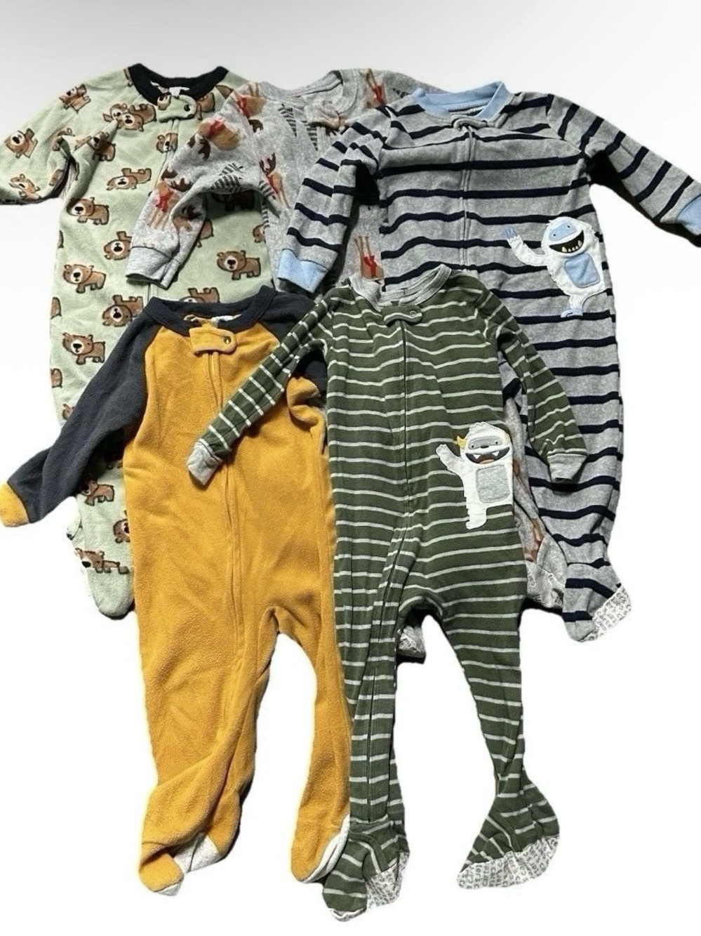 Toddler Boy Fleece Footie Pajamas Winter Cold Weather Size 12-18 Months